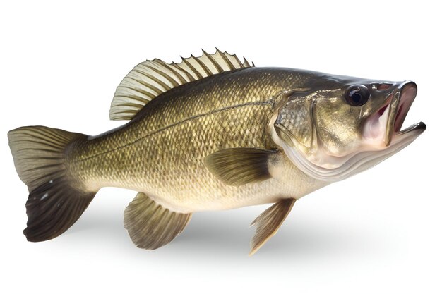 Caught freshwater zander fish isolated on white background with clipping path