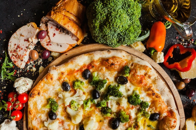 Cauliflower broccoli pizza diet vegetable protein