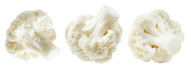 Cauliflower collection clipping path. Cauliflower isolated on white background