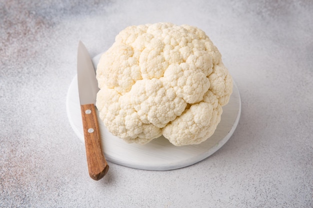 Cauliflower on a cutting board Healthy vegetable