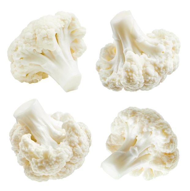 Cauliflower isolated on white. Cauliflower collection. Cauliflower with clipping path isolated