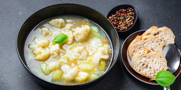 cauliflower soup fresh first course vegetable dish healthy meal food snack on the table