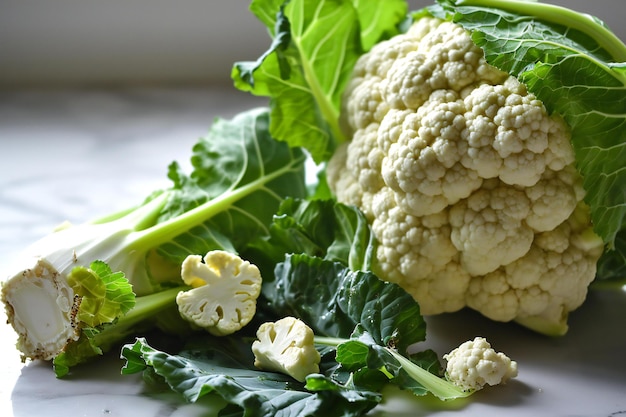 Cauliflower on a white background Healthy food Vegetarianism