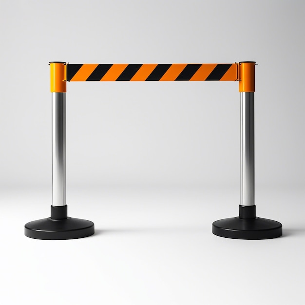 Photo a caution barrier is shown with a black and orange barrier