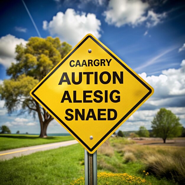 Photo caution sign allergy season ahe