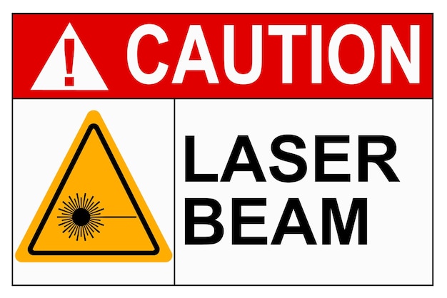 Caution sign of laser beam isolated