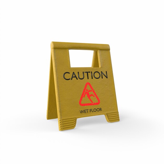 caution wet floor sign 3d modelling