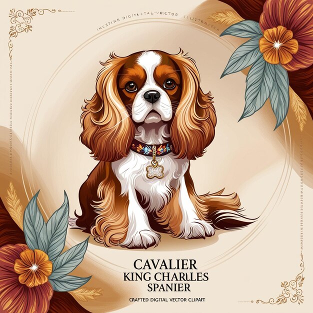 Photo cavalier king charles spaniel clipart vector illustration