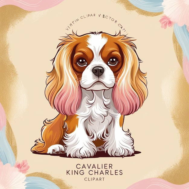 Photo cavalier king charles spaniel clipart vector illustration