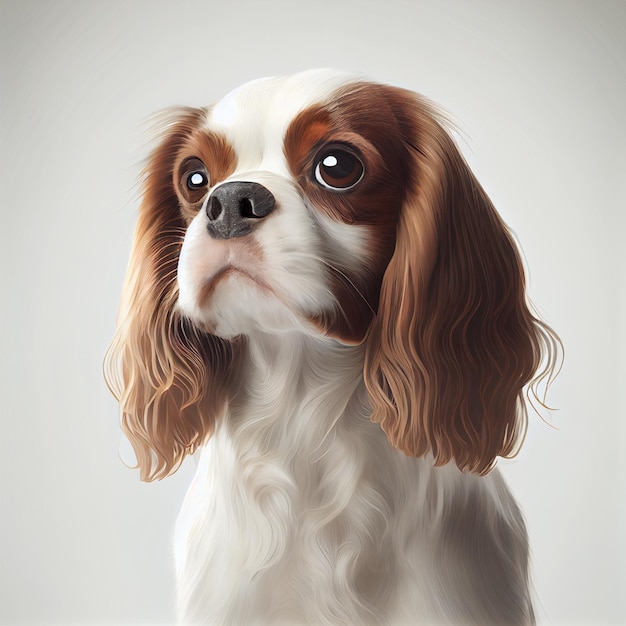 Cavalier king portrait Realistic illustration of dog isolated on white background Dog breeds