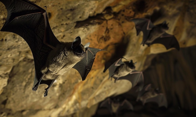 Photo a cave with bats