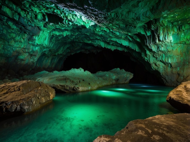 Photo cave with green walls