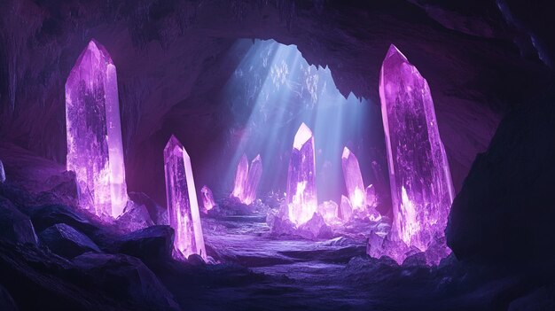 a cave with ice and a picture of a cave with the light shining through it