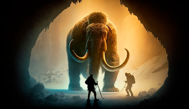 Cavemen hunt the woolly mammoth Generative AI