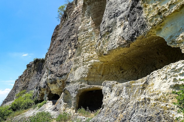 Caves of the city of TepeKermen in Bakhchisarai Crimea Russia Crimean mountains