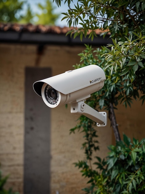 Photo cctv cameras are installed in the garden