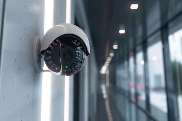 CCTV security camera monitor in office building