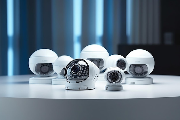 CCTV security camera or surveillance system in office 3d rendering generative ai