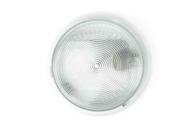 Ceiling round industrial lamp on white background