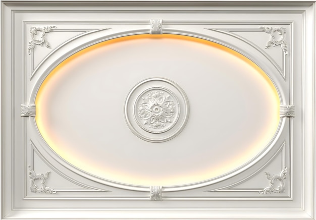 Photo ceiling wallpaper 3d islamic led white ceiling with a circle with a flower in the center