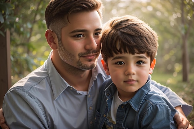 Celebrate Fathers Day with a stunning portrait of a father and child rendered in a realistic style