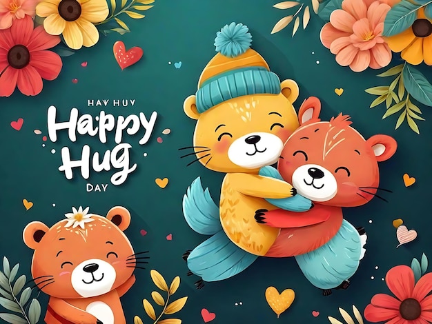 Celebrate Happy Hug Day with Our Free Vector HandDrawn Horizontal Banner