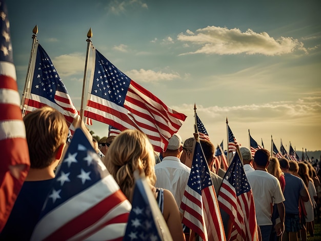 celebrate Happy independence day USA eagle with a flag