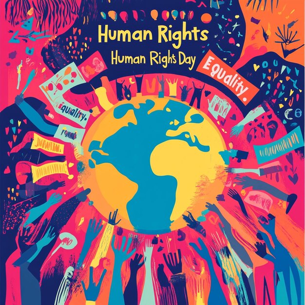 Photo celebrate human rights day global unity