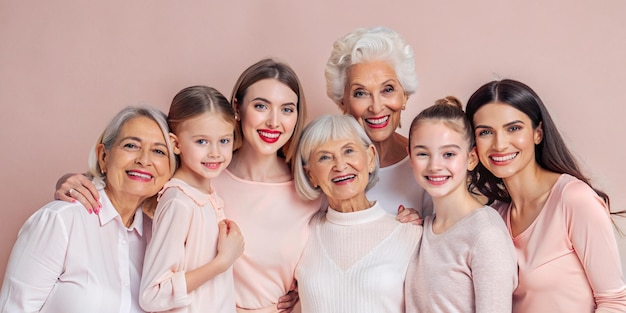 Photo celebrate international womens day with happy multi generational women