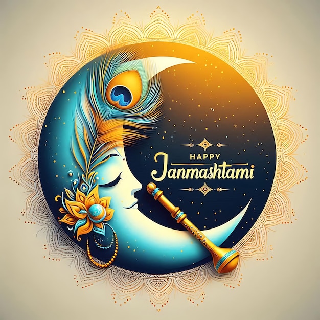 Photo celebrate the joy of janmashtami with a happy card