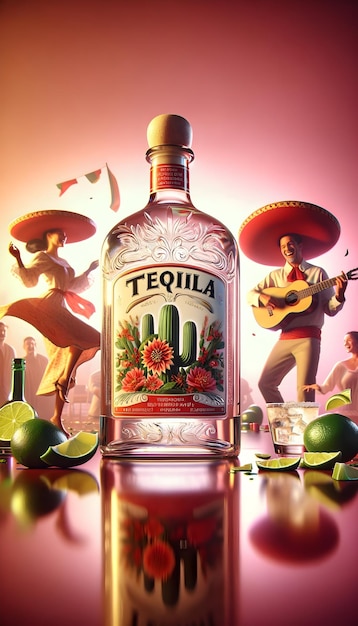 Celebrate Mexican culture with a vibrant illustration featuring tequila limes and joyous music