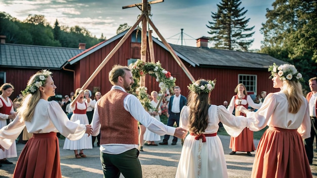 Celebrate the midsummer magic of Swedens Midsommar festival dancing around maypoles and enjoying t