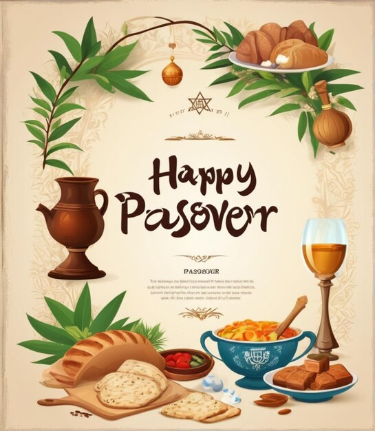 Photo celebrate passover with our elegant vertical poster template for jewish joy