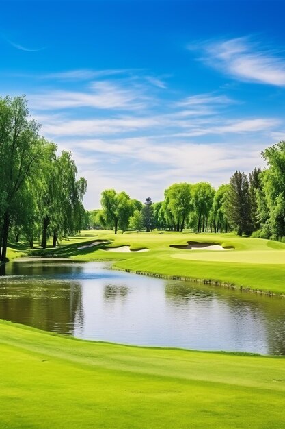 Celebrate the Radiant Beauty of a WellMaintained Golf Course under a Dreamy Sky