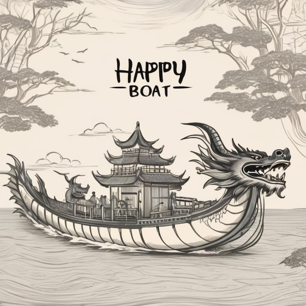 Celebrate with a Free Vector HandDrawn Dragon Boat Background