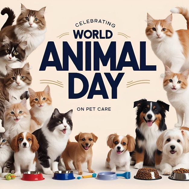 Photo celebrate world animal day promoting compassion and awareness for all creatures