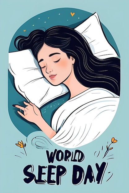 Photo celebrate world sleep day with a free handdrawn vector illustration of a resting woman