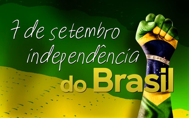 Photo celebrating brazilian independence day on september 7th with waving flag background