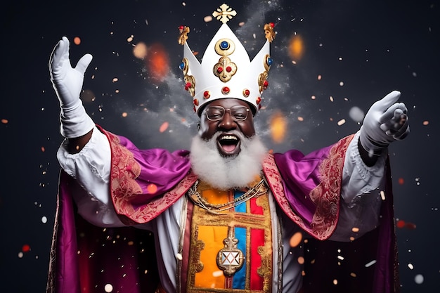 Photo celebrating cultural diversity sinterklaas in his village