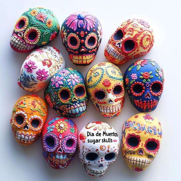 Photo celebrating da de los muertos artful and decorative sugar skulls