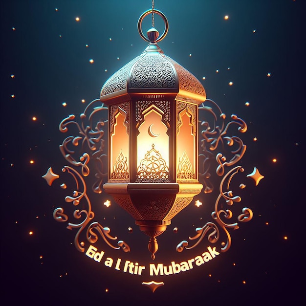 Celebrating Faith A 3D Lantern with Eid alFitr Mubarak