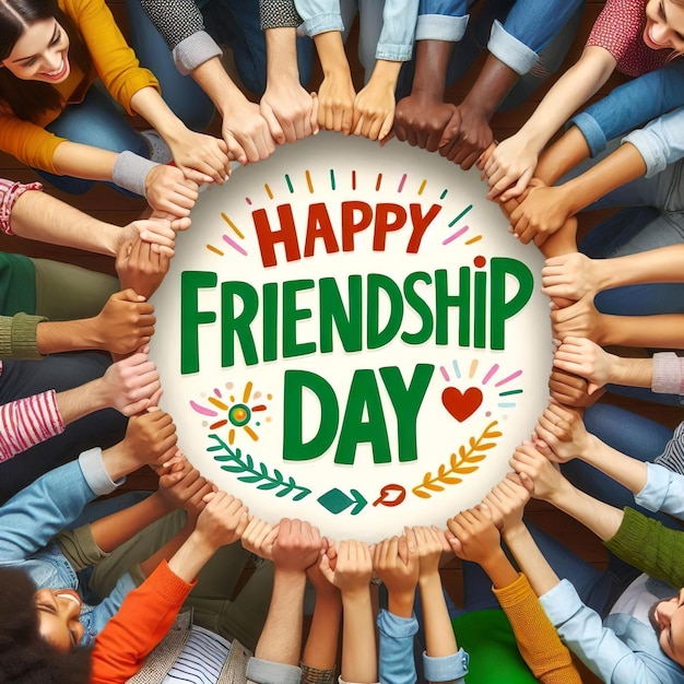 Celebrating Friendship Day joined support among friends illustration