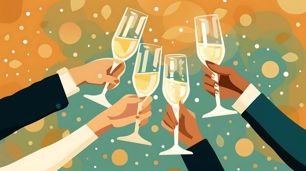 Photo celebrating friendship friends making a toast in simple and elegant design with soft colored