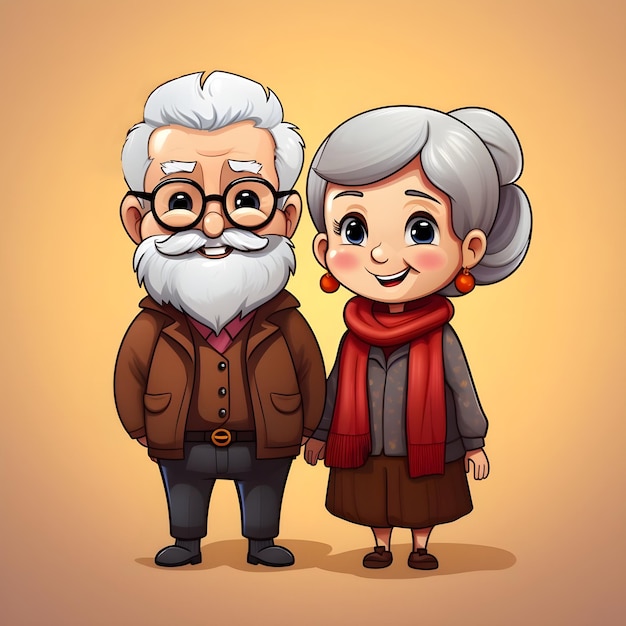 Celebrating Grand Parents day cute social media post lovely line art template design