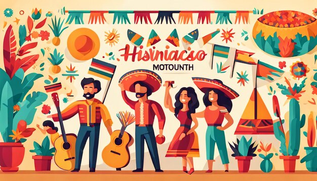 Celebrating Hispanic Heritage Month with Vibrant Flat Design Illustration image