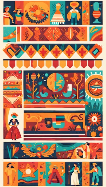 Photo celebrating hispanic heritage month with vibrant flat design illustration