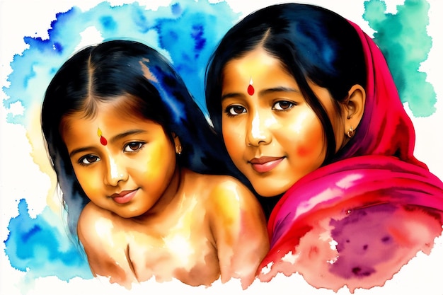 Celebrating the indian Family Legacy indian boy indian girl indian mother and daughter Generative AI