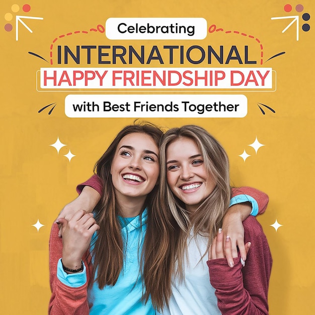 Photo celebrating international happy friendship day with best friends together facebook and instagram story template