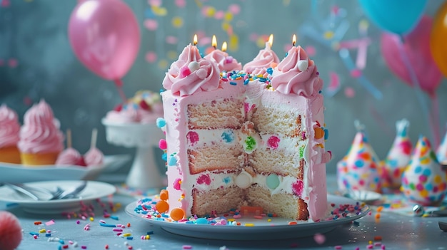 Celebrating Joy with a Pink Frosted Birthday Cake