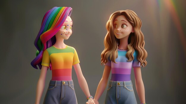 Celebrating Love and Diversity A Heartfelt 3D Pride Month Illustration